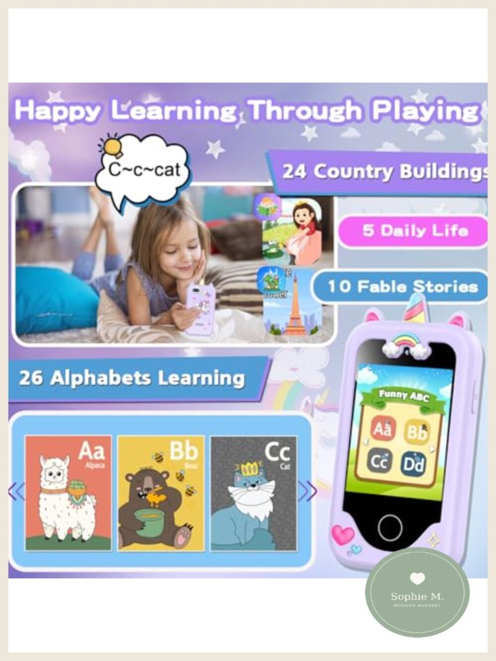 Kids Smart Phone Toy Touchscreen Learning Play Phone with Dual Camera Games - Picture 3 of 5